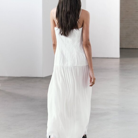 ZARA NEW WOMAN SS24 OYSTER-WHITE CONTRAST DRESS Size M NEW WITH TAG! - Picture 5 of 15